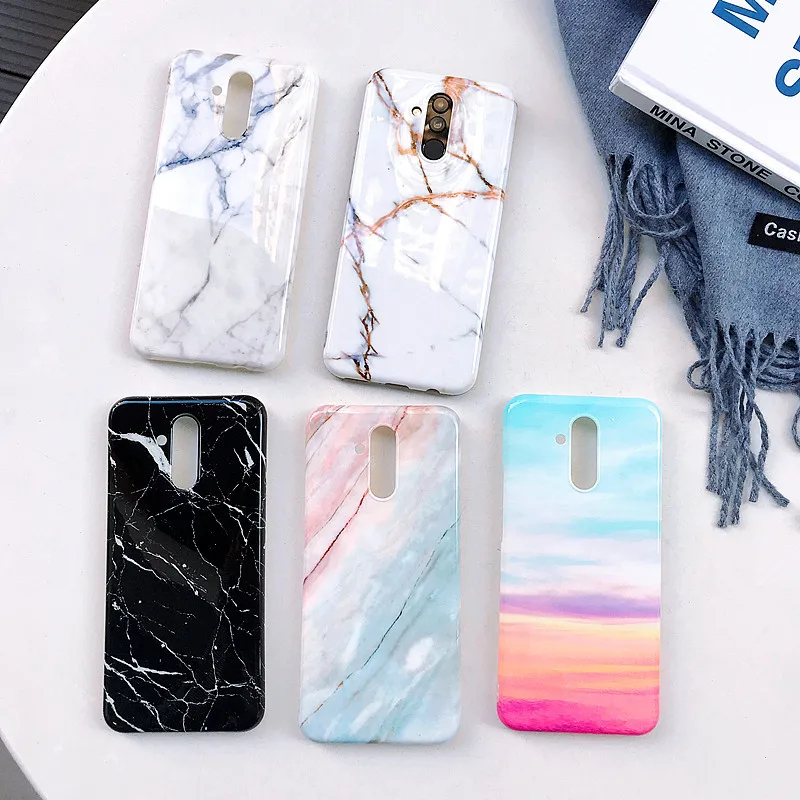 

Luxury Marble Texture Pattern Phone Shell For Huawei P30 P20 Mate 20 Lite Pro Cover Soft Smooth Silicone Cses Back Protect Funda