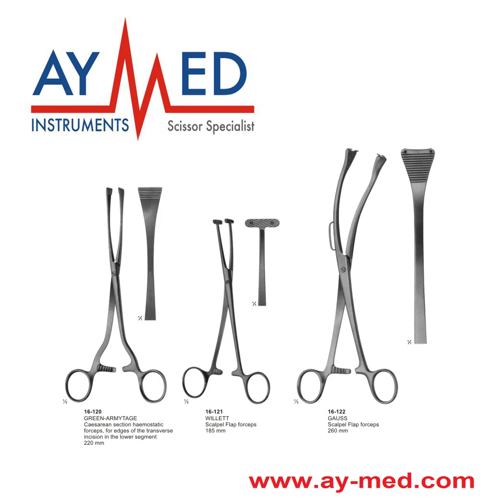 

3 pieces set green armytage willett gauss scalp flap forceps - obstetrics surgical instruments scissors