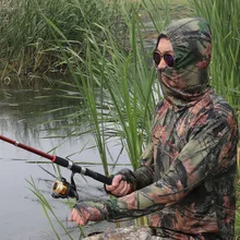 Наружная рыболовная фотография защита животных бионический камуфляж Солнцезащитная рубашка против комаров с капюшоном быстросохнущие дышащие пальто