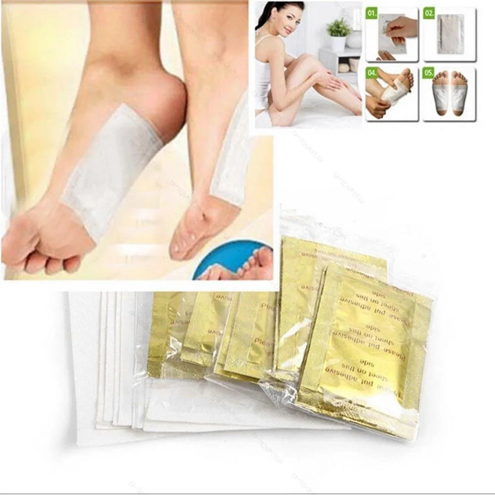 20pcs=(10pcs Patches+10pcs Adhesives) Detox Foot Patches Ginger Salt Gold Patch Cleansing Herbal Health Care Foot Care Tool