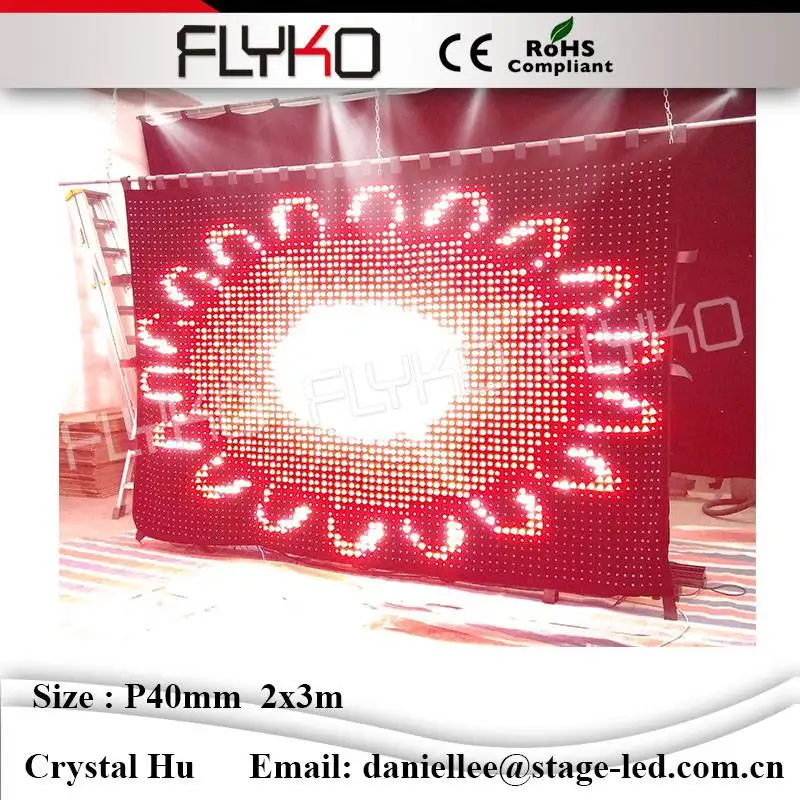 Flyko مرنة LED فيديو الستار للمرحلة عودة PC تحكم وامدادات الطاقة و SD بطاقة للحريق P40mm 2x3 متر Flyko مرنة LED فيديو الستار للمرحلة عودة PC تحكم وامدادات الطاقة و SD بطاقة للحريق P40mm 2x3 متر