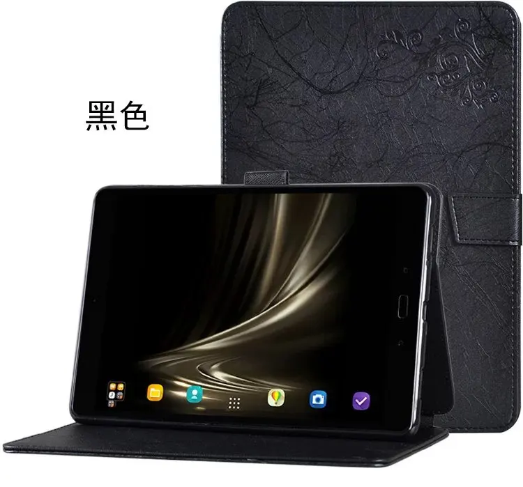 Ультра тонкий Folio Stand защитный с цветочным принтом кожаный чехол для Asus ZenPad Z8 7." ZT581KL(zenPad 3 8.0 Z581KL - Цвет: Черный