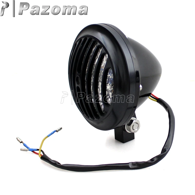 Черный мотоцикл гриль H4 12V фары Высокий/низкий пучок решетка крышка фары головной свет для Harley XS650 поплавок Чоппер на заказ