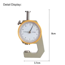 Серебристо-желтый металл кожа толщина метр ширина измерения толщиномер прочный циферблат тестер микрометр
