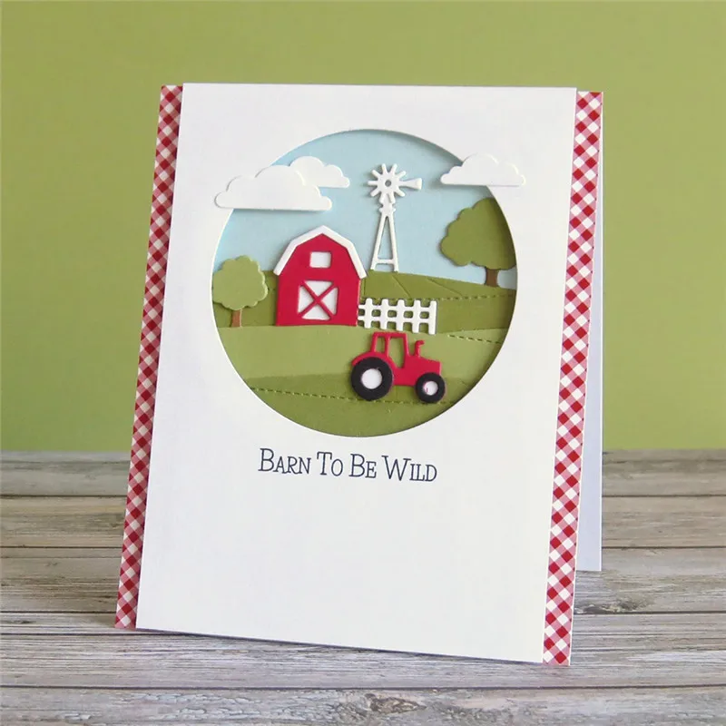 

GJCrafts DIY Farm House Tree Hometown Metal Cutting Dies Crafts Card Farm Scenes Dies Making Stencil Album Scrapbooking New