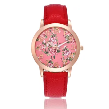 

FUNIQUE 2018 New Women Quartz Watch Floral Printed Leather Wrist Watch Female Montre Femme Watches Bracelet For Dropshipping