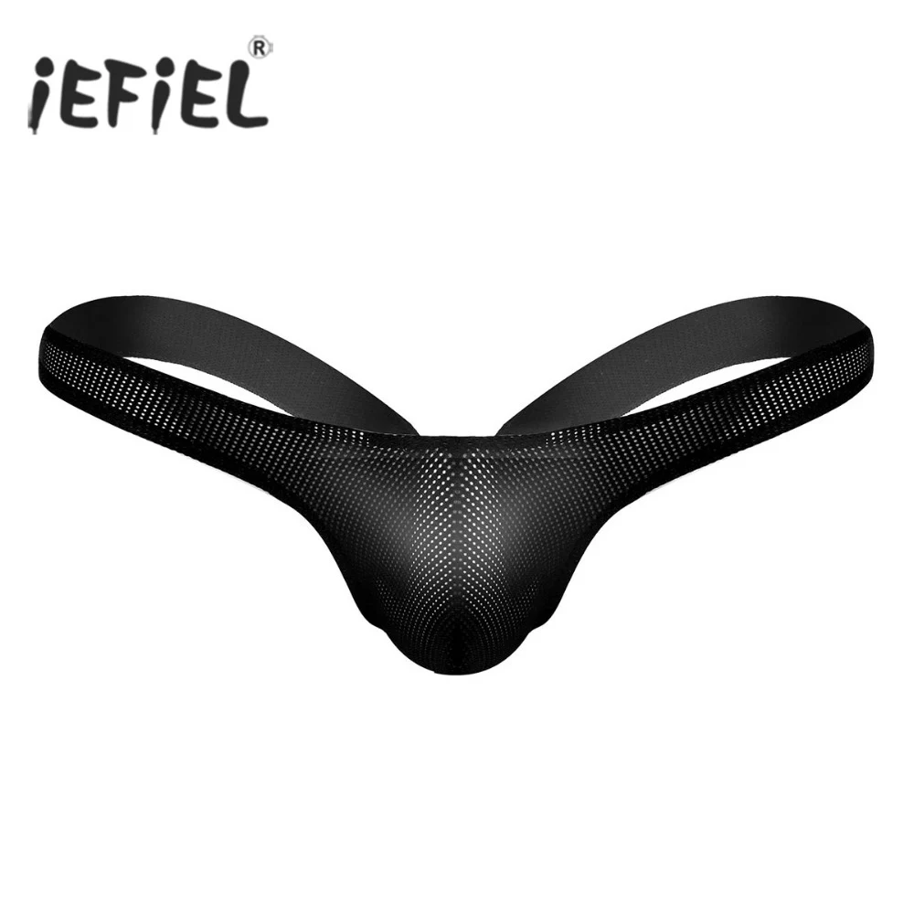 thumbnail image 2 of Iiniim Mens Mesh See Through Wetlook Stretchy Open Back Gay Panties Jockstrap Bikini G String Thong 2 of 11
