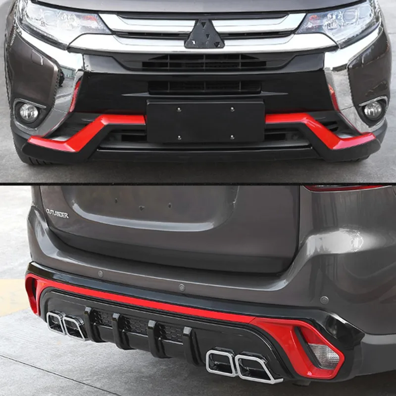 

Free shipping ,High Quality Car styling Plastic Front+Rear Bumper Guard Protector For Mitsubishi Outlander 2016 2017 2018