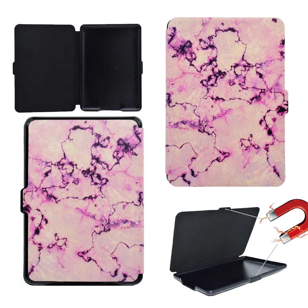 

High Quality Marble Print Stand PU Leather Cover Magnet Smart Sleep Case For Amazon Kindle Paperwhite 1 2 / Paperwhite 3 2015