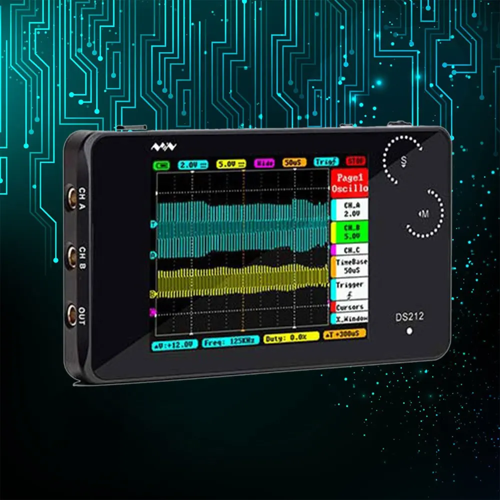 

DS212 Pocket Size LCD Digital Portable Storage Oscilloscope Nano Handheld Bandwidth 1MHz Sampling Rate 10MSa/s Thumb Wheel