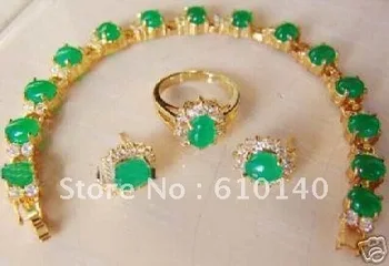 

2PCS Beautiful green bracelet earring ring8 set