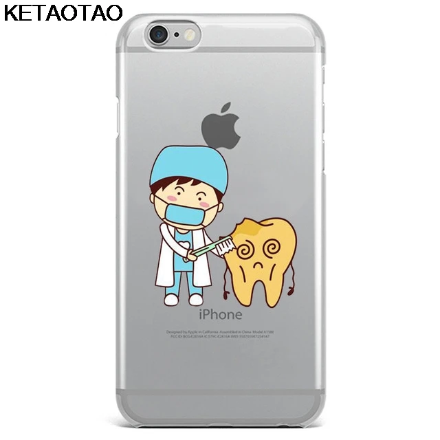 KETAOTAO стоматолога зубные коронованные зубы чехол для телефона s для iPhone 4S 5C 5S 6S 7 8 SE Plus XR XS Max чехол кристально чистый мягкий чехол из ТПУ - Цвет: Небесно-голубой