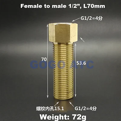 5 шт. в партии латунные медные водопроводные металлические фитинги 1/2 3/4 1 дюйм G резьба соединение Мужской и Женский Разъем водные соединения - Цвет: L70 1-2