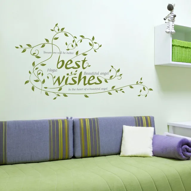 2017 new design removable vine best wishes home decoration green
