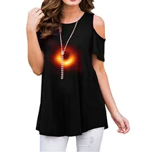 Женский черный топ с принтом с отверстиями и короткими рукавами, с ремешками и открытыми плечами, спортивная одежда для фитнеса, дышащая рубашка для бега