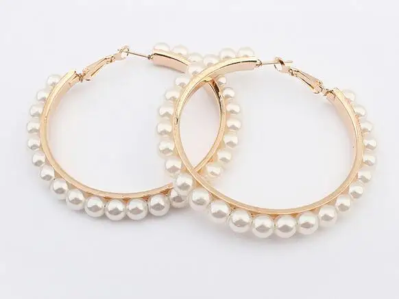 

mujer moda jewelry earring Mens Women Oval Earrings Ruili fashion all-match new female personality temperament Pearl Earrings
