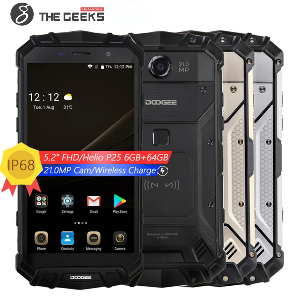 

DOOGEE S60 6GB RAM 64GB ROM MTK Helio P25 2.5GHz Octa Core 5.2 Inch FHD Screen Android 7.0 4G LTE Original Smartphone