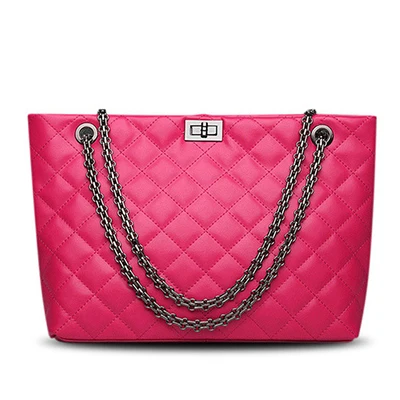 Роскошные брендовые клетчатые сумки через плечо для женщин, большие женские сумки, дизайнерские черные кожаные сумки-мессенджеры, женские сумки через плечо - Цвет: rose red