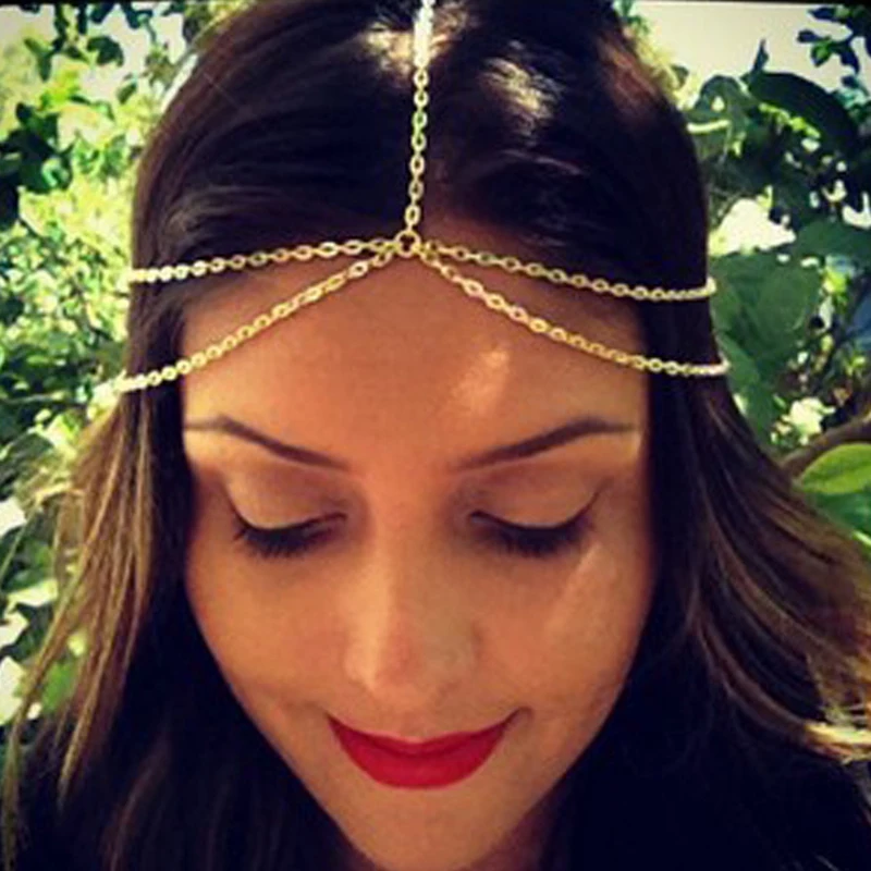 2018 Bride boho chic Hair Pendant Forehead Chains Indian hair ornaments tiara noiva