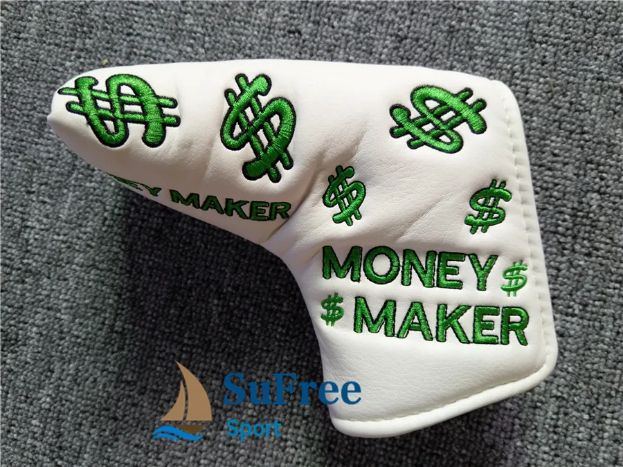 Latest Dollar Symbol Embroidered Golf Putter Head Cover Money Market Golf Blade Club Headcovers L-shaped 3colors03