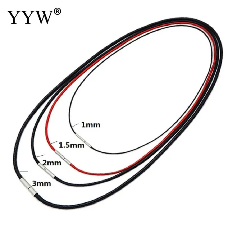 41-70 см 1-3 мм черный кожаный шнур ожерелье Шнур Воск Веревка кружево цепь с нержавеющей стали поворотный застежка для DIY ожерелье s ювелирные изделия