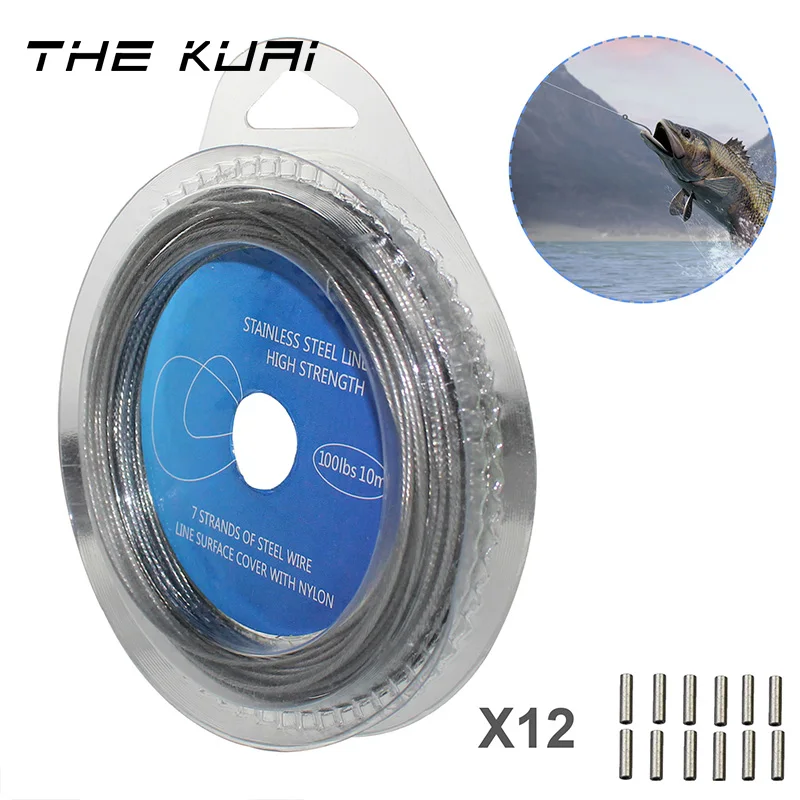 

THEKUAI 10M 7 Strands Coated Braided Stainless Wire Fishing Rigging Material Coating Wire Leader Coating Wire Lead Fish Line