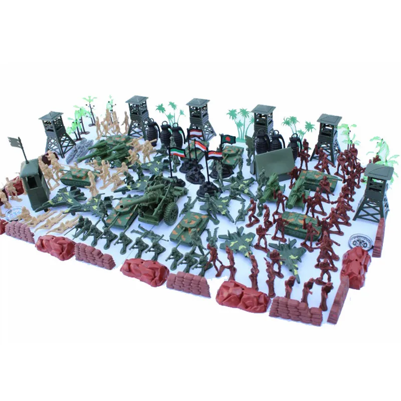 170pcs Military Scene Kit 5CM Soldier figures Tank Aircraft Rocket Army Men Sand Scene Kids Children Collection Toy Funny (3)