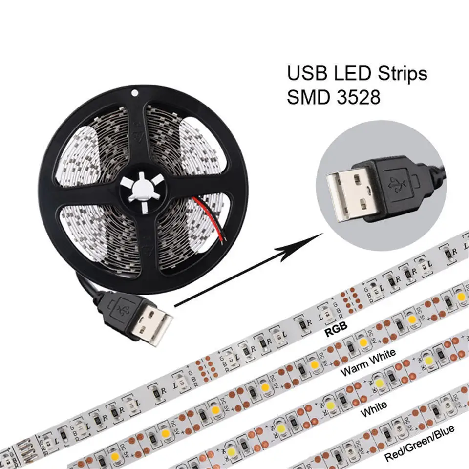 5v usb 3528 warmwhite cool white rgb led strip51