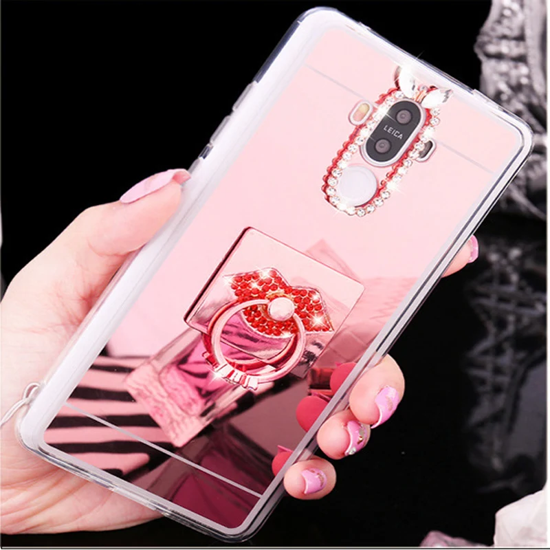 Для Huawei P10 P9 P8 Lite Plus 2017 Honor 8 9 V8 Nova сердце кольцо держатель Зеркало Подставка чехол