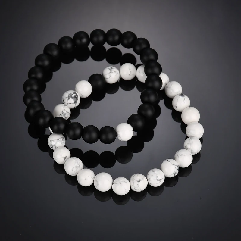 

Terreau Kathy 2018 New Fashion White Black Natural Stone Matte Lava Stones Beads Charm Bracelets For Men Women Yoga Jewelry