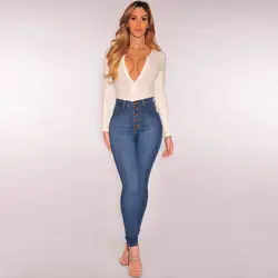 Для женщин обтягивающие джинсы Высокая талия стрейч джинсы из денима, тянущиеся узкие брюки до середины икры Длина Z402