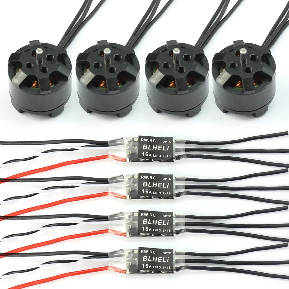 

F16816-A 4 Sets Mini BLHeli OPTO 16A ESC + 1104 4000KV Brushless Motor for DIY Micro 100 120 130 150 RC Racing Quadcopter Drone
