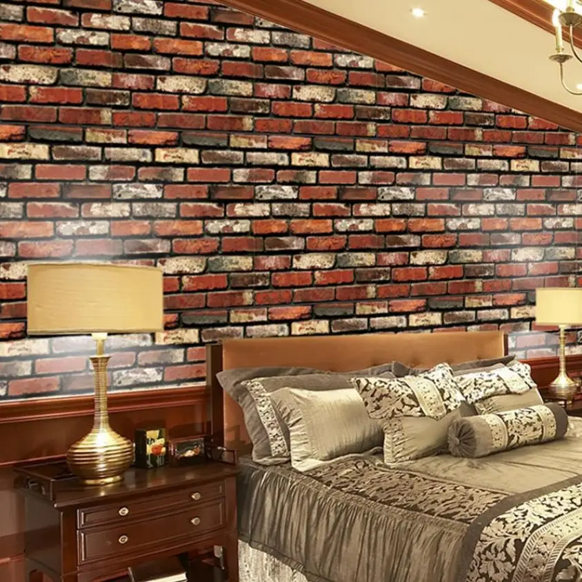 Wall Sticker Living room bedroom background Modern Home 3D Wall Paper Brick Stone Rustic Effect