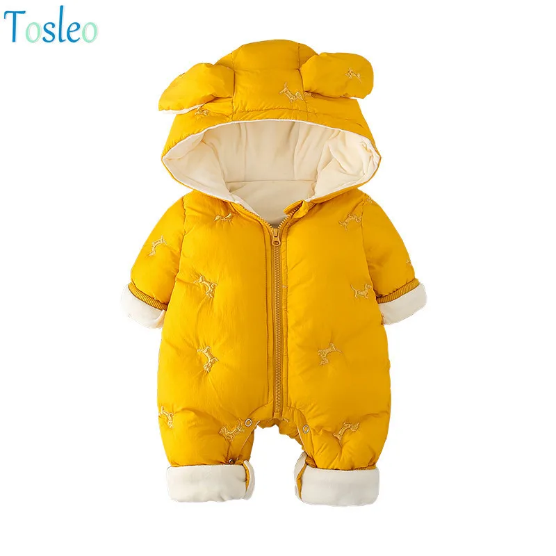 

Baby Clothes Warm Winter Plush Baby Rompers Funny Animal Toddler Outfits New Born Baby Clothing Yellow Pink Purple 0-2Y Kids
