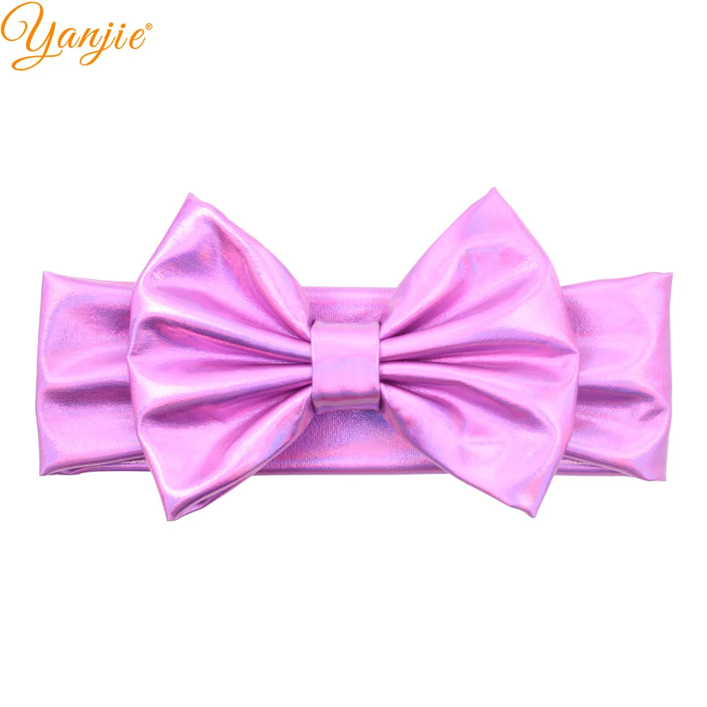 dreamy pink 12 шт./лот, большая блестящая металлическая повязка на голову для детей, новинка года, стильная цветная летняя повязка для волос на день рождения для волос, бант, аксессуары для волос - Цвет: dreamy pink