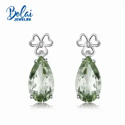 Bolaijewelry, cuty цветочный дизайн 925 пробы серебряные серьги с камнями натуральный 14ct Бразилии ювелирные украшения из аметиста для девочек