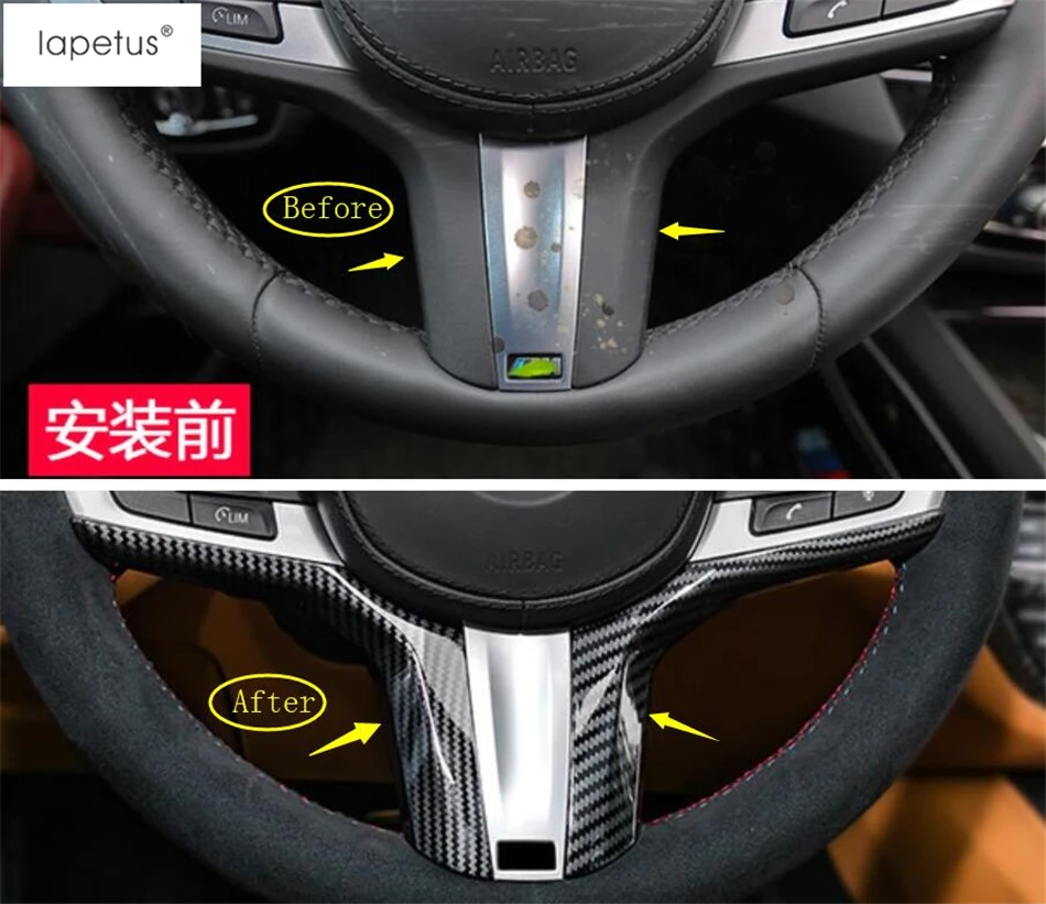 

Lapetus Accessories Fit For BMW X3 G01 2018 2019 Front Steering Wheel Decoration Streamer Molding Cover Kit Trim 2 Pcs / ABS