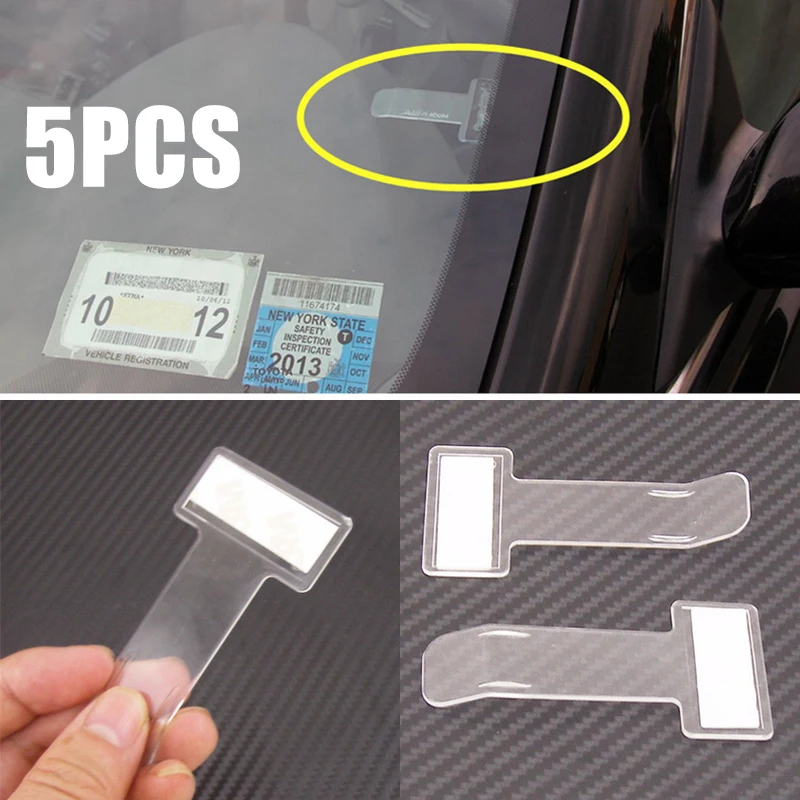 Mayitr 5pcs Car Vehicle Parking Ticket Permit Holder 75 x 40mm Windscreen Window Clip Sticker for Auto Fastener Clips