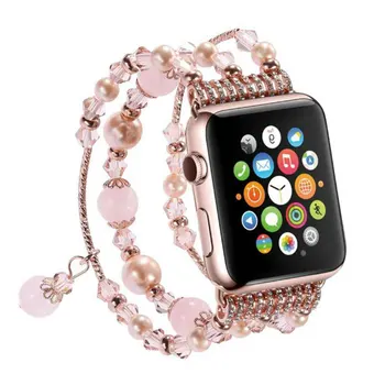 

Women's Fashion Wrist Strap With Adapters 38MM 42MM New Highquality Natural Gray Agate Band For Apple Watch Replacement Wrist