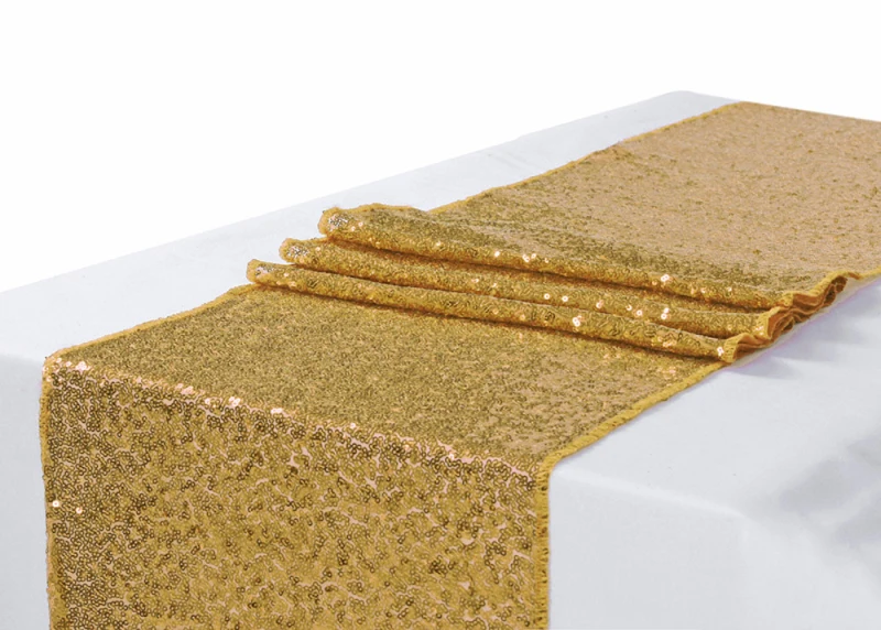 Ouneed 30x275cm Glitter Sequin Satin Table Runner Wedding Event Party