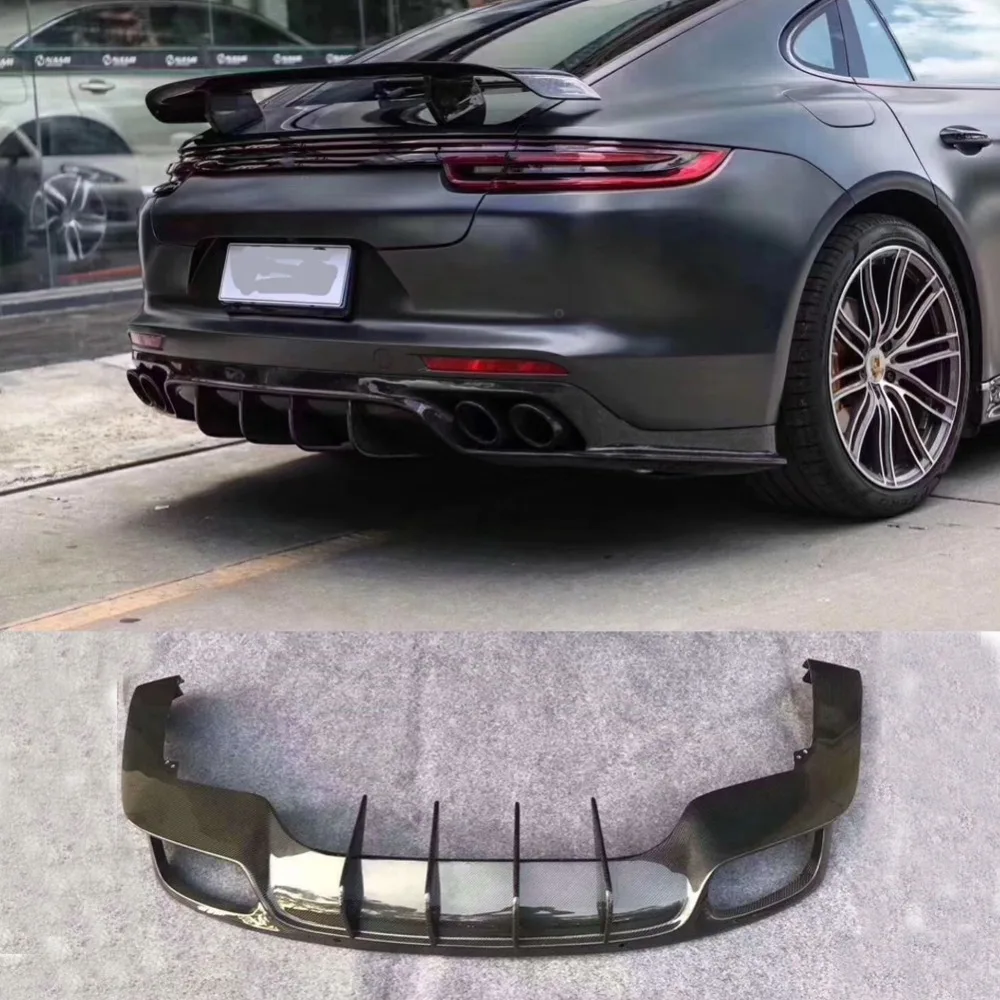 Углерода волокно заднего бампера для губ спойлер, диффузор чехол Porsche Panamera 971