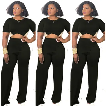 

Spring Summer Women Two Piece Set Top and Pants Plus Size Outfits Tracksuit Sweatsuit Outfit Solid Color Active Sets