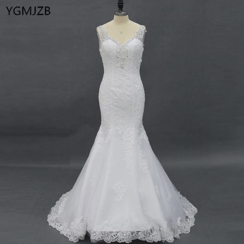 Aliexpress.com : Buy Luxury White Wedding Dress Long 2018 Mermaid V ...