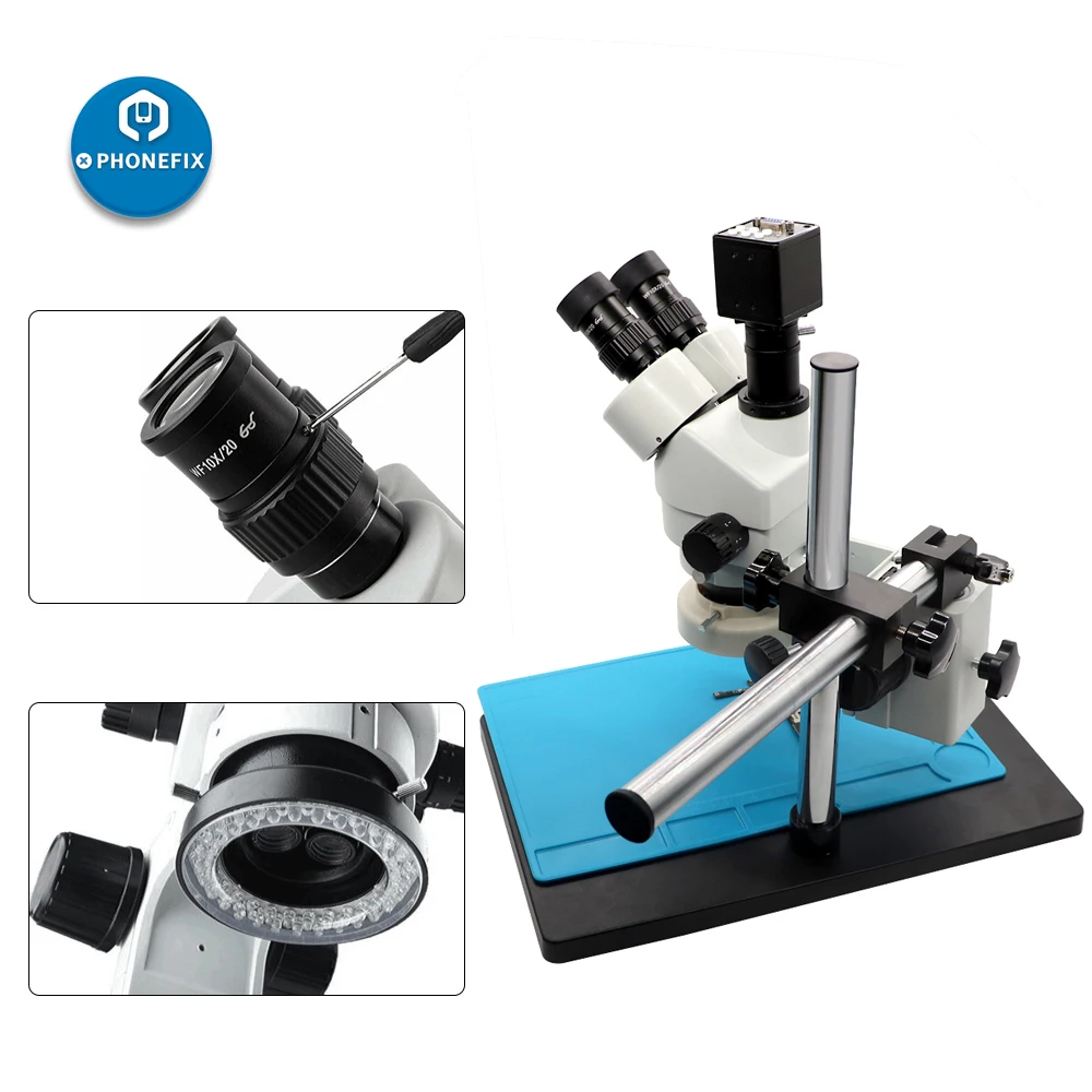 3.5X-90X Simul фокальный Тринокулярный Стерео микроскоп 2.0MP VGA цифровая камера стенд объектив СВЕТОДИОДНЫЙ светильник 360 градусов металлический кронштейн