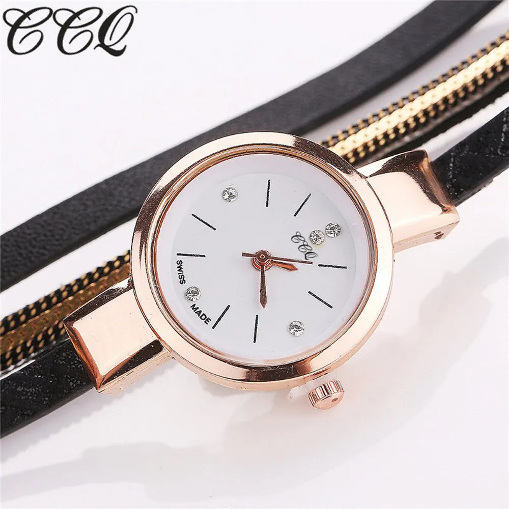 

CCQ brand Quartz Wrist saatler Women's cloth with printed bracelet watch Popular ladies clock Reloj hombre Analog horloges B40