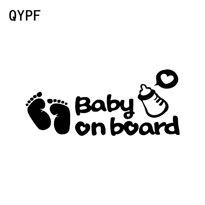 

QYPF 13.8CM*6.1CM Cool Baby On Board Footprint Vinyl Car Motorcycle Personality Sticker Decal Black Silver C14-0253