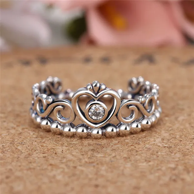 Romad Wedding Rings For Women Plated Silver Engagement Ring Hollow Romad Wedding Rings For Women Plated Silver Engagement Ring Hollow Crown Shaped Queen Temperament Jewelry