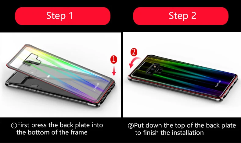 LUPHIE для samsung примечание 9 чехол Роскошные Жесткий магнитного металла Алюминий сплав прозрачный Стекло противоударный Броня чехол для телефона 6,4