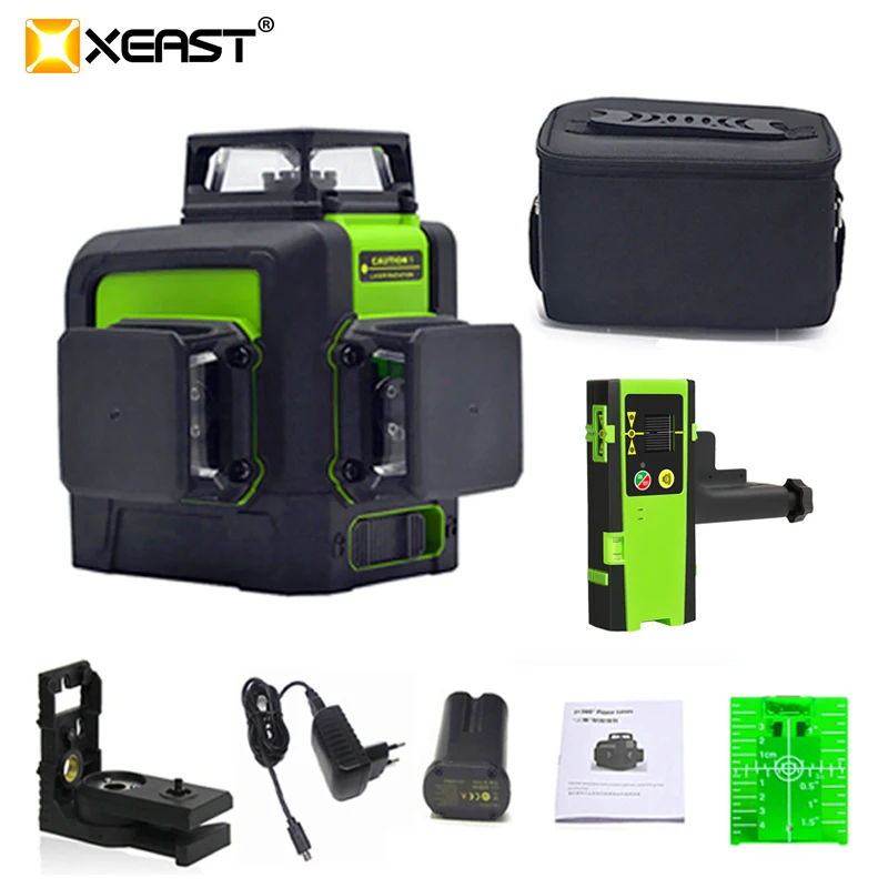 XEAST 3D XE-903 12Lines Green Laser Levels Self-Leveling 360 Horizontal And Vertical Cross Super Powerful Green Laser Beam Line