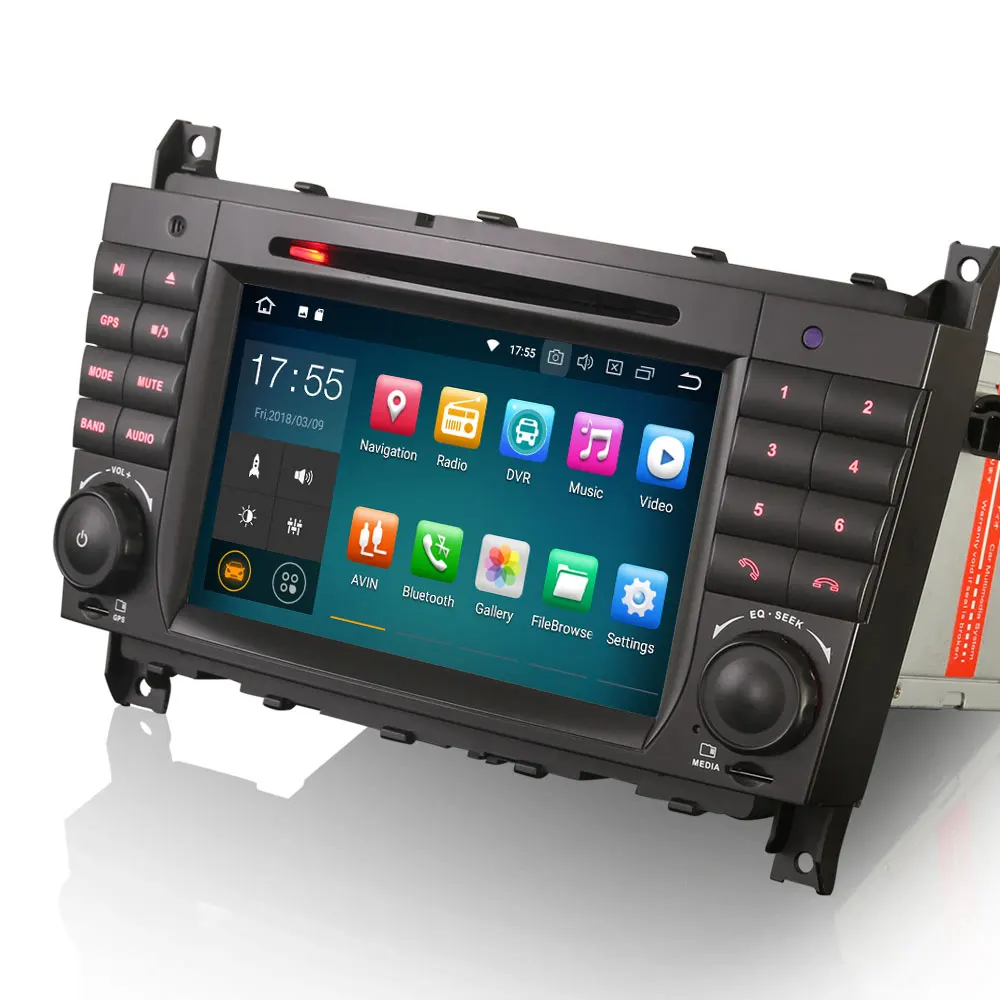 Top 7" Android 9.0 OS Car DVD Multimedia Navigation GPS Radio for Mercedes-Benz C-Class W203 2004-2007 & CLK-Class W209 2005-2011 3